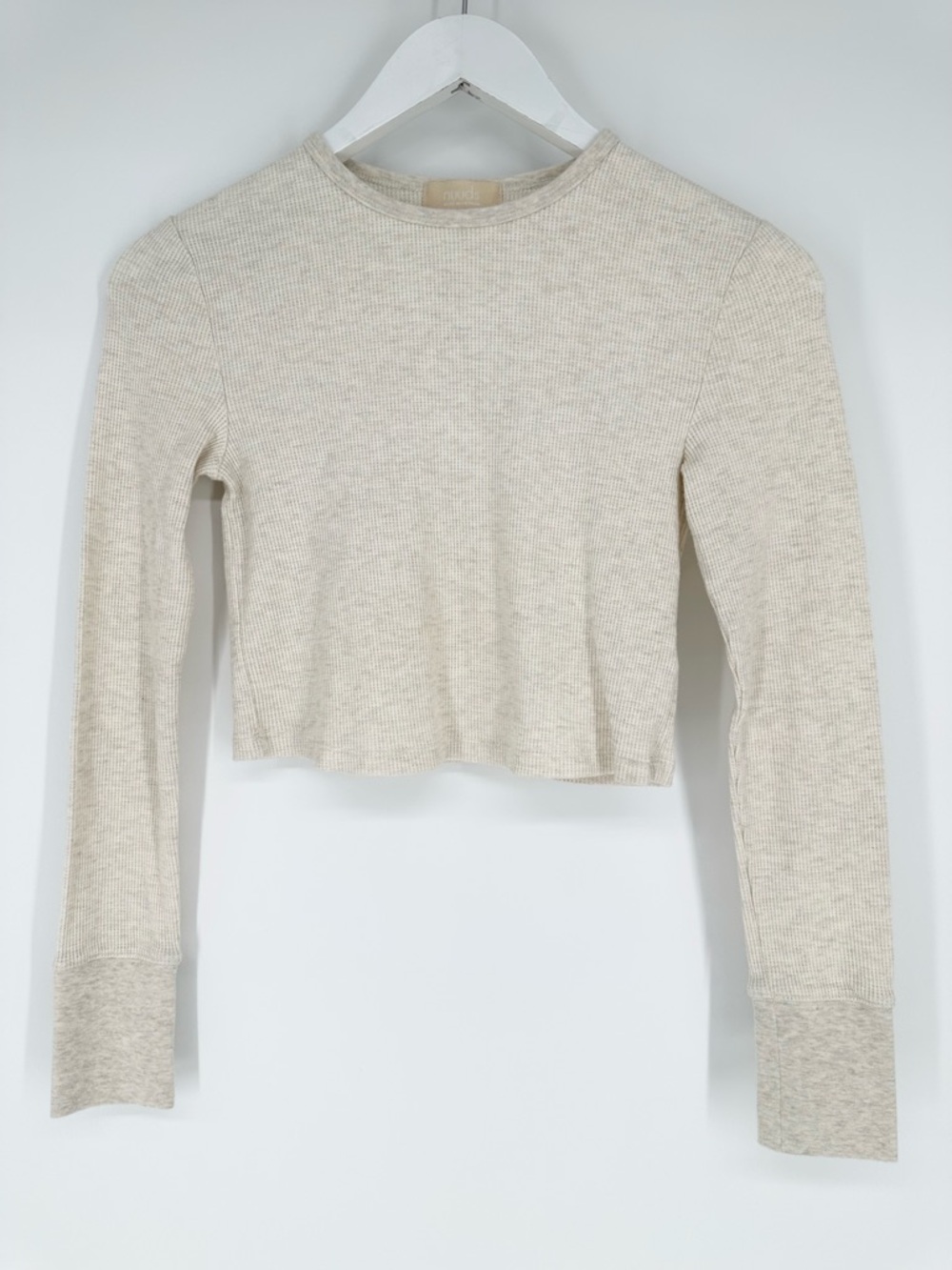 Nuuds Thermal Waffle Knit Matching Set Crop Long Sleeve - Picture 2 of 11